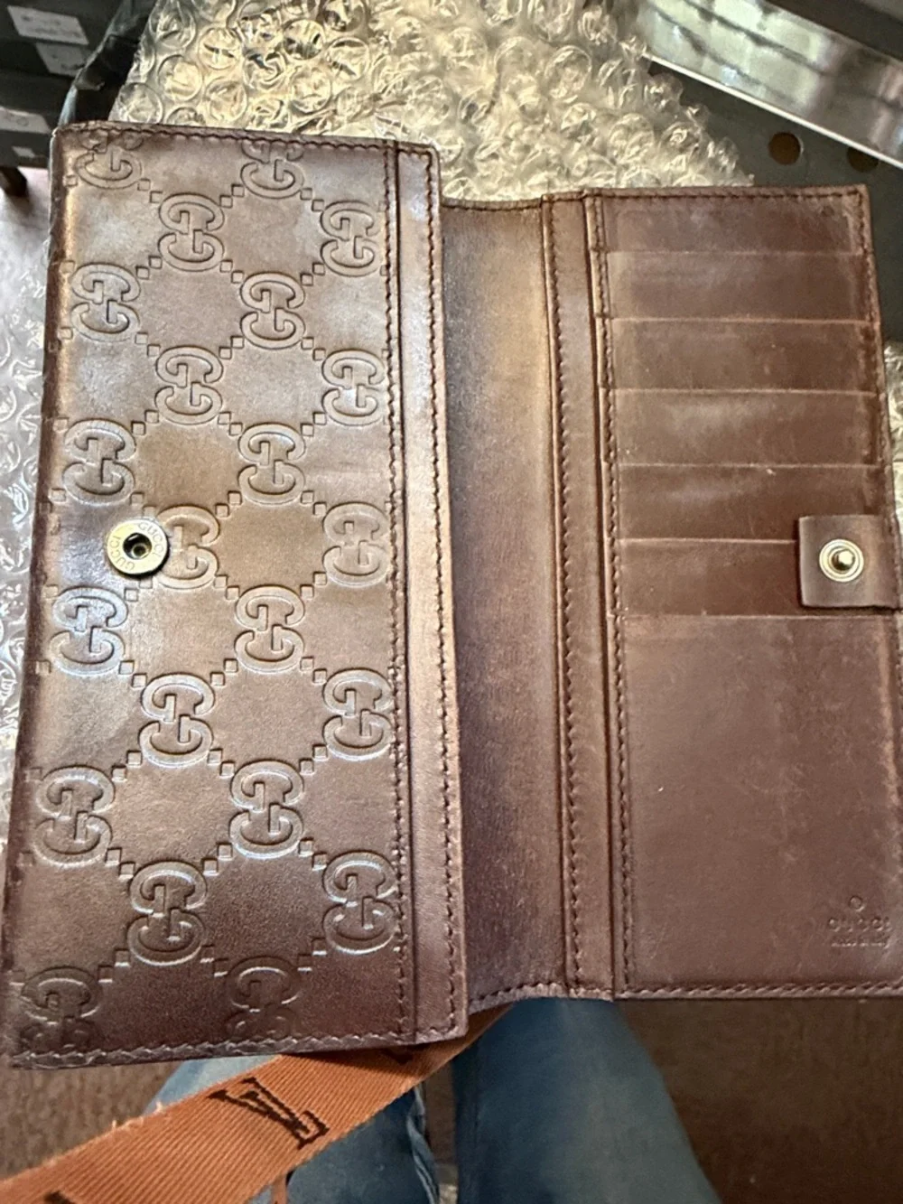 Gucci Dark Brown Embossed GG Continental Wallet. Authentic - Picture 2 of 13
